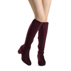 Burgundy Pixie Black Knee High Fashion Boots