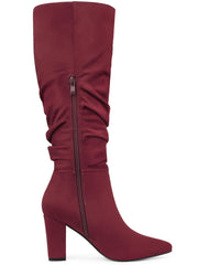 Burgundy Slouchy Pointy Toe Knee High Boots