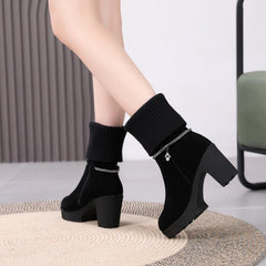 Chunky High Heel Platform Boots For Petite Feet Ladies ES129