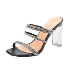Clear Heel Rhinestone Strap Shoes GS248