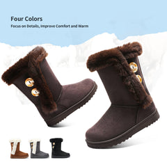 Coffee Fashionable Winter Fur Lined Snow Boots