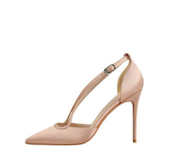 Cross Strap Silk Satin Heels For Petite Feet ES55