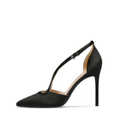 Cross Strap Silk Satin Heels For Petite Feet ES55
