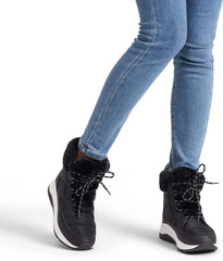 Outdoor Faux Fur Black Waterproof Women's Snow Boots