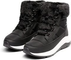 Outdoor Faux Fur Black Waterproof Women's Snow Boots