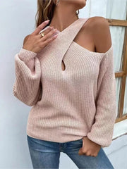 Gelai - Drop Shoulder Cross-Neck Summer Sweater