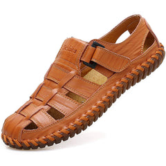 Camel Brown Men's Breathable Leather Outdoor Summer Sandals
