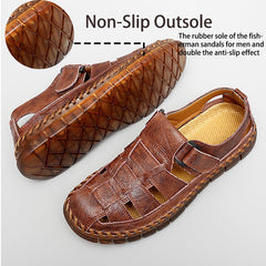 Dark Brown Men's Leather Outdoor Summer Sandals
