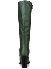 Dark Green Pretty Girl Knee High Faux Leather Boots