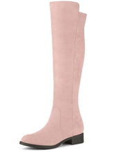 Dust Pink Suede Knee High Side Zipper Boots