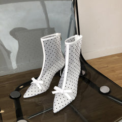 Emmanuelle Polka Dots & Ribbons Mesh Ankle Boots