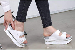 Vegan Leathers Black Slip On Chunky Platform Sandals