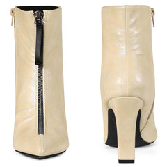 Gold Holographic Metallic Chunky Heel Boots