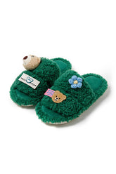 New Fashion Spring Outfit Cute Bear Flower Slip-on Fuzzy Slippers
