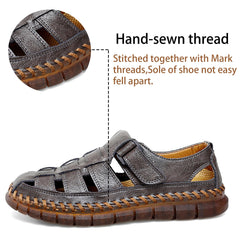 Grey Men's Leather Outdoor Summer Sandals