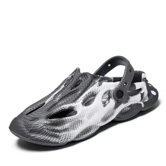 Grey White Men's Closed Toe Beach Slide Sandals