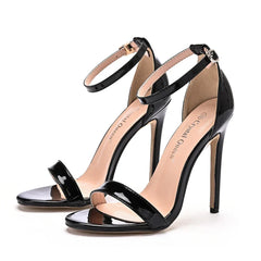 Sexy Black Women Dress Sandals Fashion 11CM Spike High Heel Lady Party Shoes Plus Big Size 10 45 47