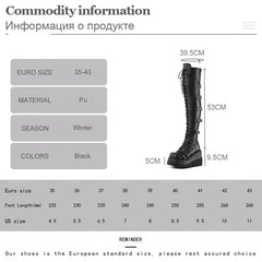 Brand Design Female High Platform Thigh High Boots Buckle Strap Gothic Girls High Heels Boots Women Cosplay Wedges Shoes