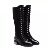 Senga Punk Rivet Knee High Victorian Boots