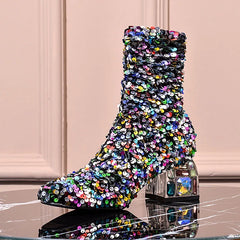 Liosa Colorful Sequin Ankle Boots