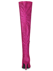 Hot Pink Stylish Glitter Over The Knee Boots