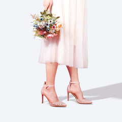 Black Glitter Candice Close Toe Stiletto Ankle Strap Heels