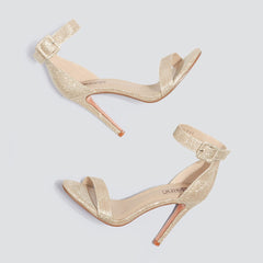 Open Toe Gold Glitter High Heel Stiletto Sandals