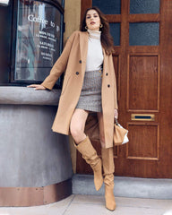 Khaki Slouchy Kitten Heel Wide Calf Boots