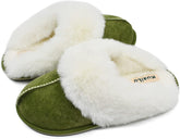 Green Fluffy Memory Foam Non-Slip Winter House Slippers