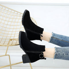 Ladies Petite Block Heeled Short Boots DS293