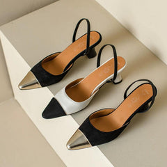 Ladies Small Feet Slingback Heels With Toe Cap MS255