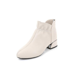 Leather Block Heel Booties For Small Feet GS230