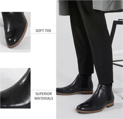 Fashionable Men's Black Classic Leather Chelsea Style Boots