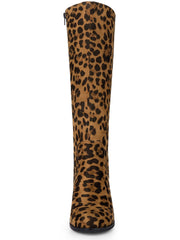 Leopard Pretty Girl Knee High Faux Leather Boots