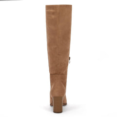 Light Brown Fashionable Chunky Block Knee High Boots