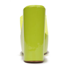 Lime Platform Open Toe Wedge Heels