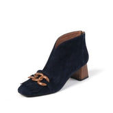 Marcie Vintage Fringed Buckle Suede Ankle Boots