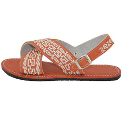 Coral Red Men's Leather Hurache Aztec Sandals