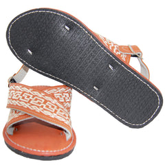 Coral Red Men's Leather Hurache Aztec Sandals