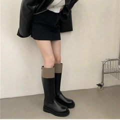 Minna Two Tone Knee-High Riders Boots
