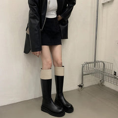 Minna Two Tone Knee-High Riders Boots