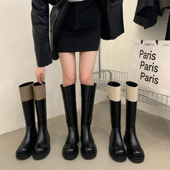 Minna Two Tone Knee-High Riders Boots