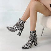Nayeli Snake Pattern Ankle Boots