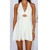 Jaye Cotton Pocketed Cutout Romper - Cream