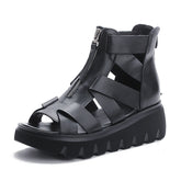 Women's Hollow-out Roman Style Mid Thick Front Heels