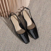 Women's Square Toe Single-layer Patent French Cap Sandals