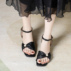 Women's Summer Mid Fairy Style Pearl Grace Sandals