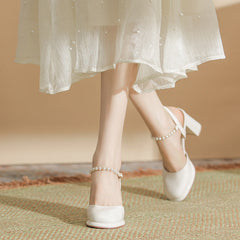 Women's Semi-toe Box Back Empty Summer Hepburn Preppy Heels