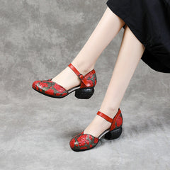 Women's Ethnic Style Thick Mid Multicolor Printing Sandals