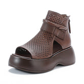 Women's Summer Genuine Peep Toe Hollow-out High Heels